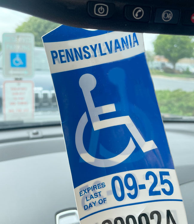 Pennyslvania Handicap Placard